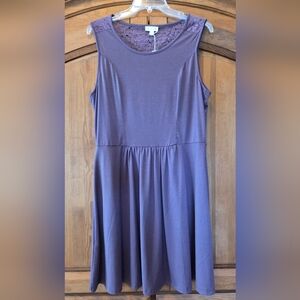 Charming Charlie Open Lace Back Purple CUTE Summer Sleeveless Dress Stretch XL
